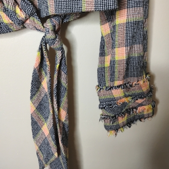 Free People Running Wild Flannel Wrap Top M Boho Indie Fall Layer - Picture 5 of 10